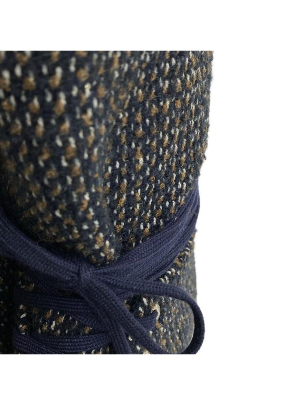 Chanel Sneakers 36.5 Dark Navy Dark Brown White Tweed High Cut Cotton - Picture 7 of 9